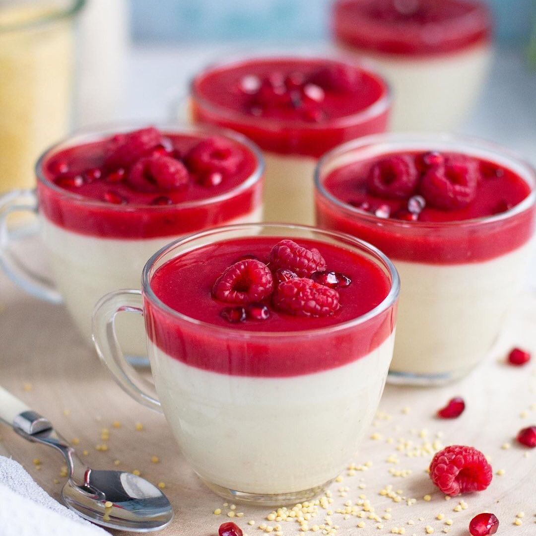Vanilla Millet Pudding with Raspberry Coulis