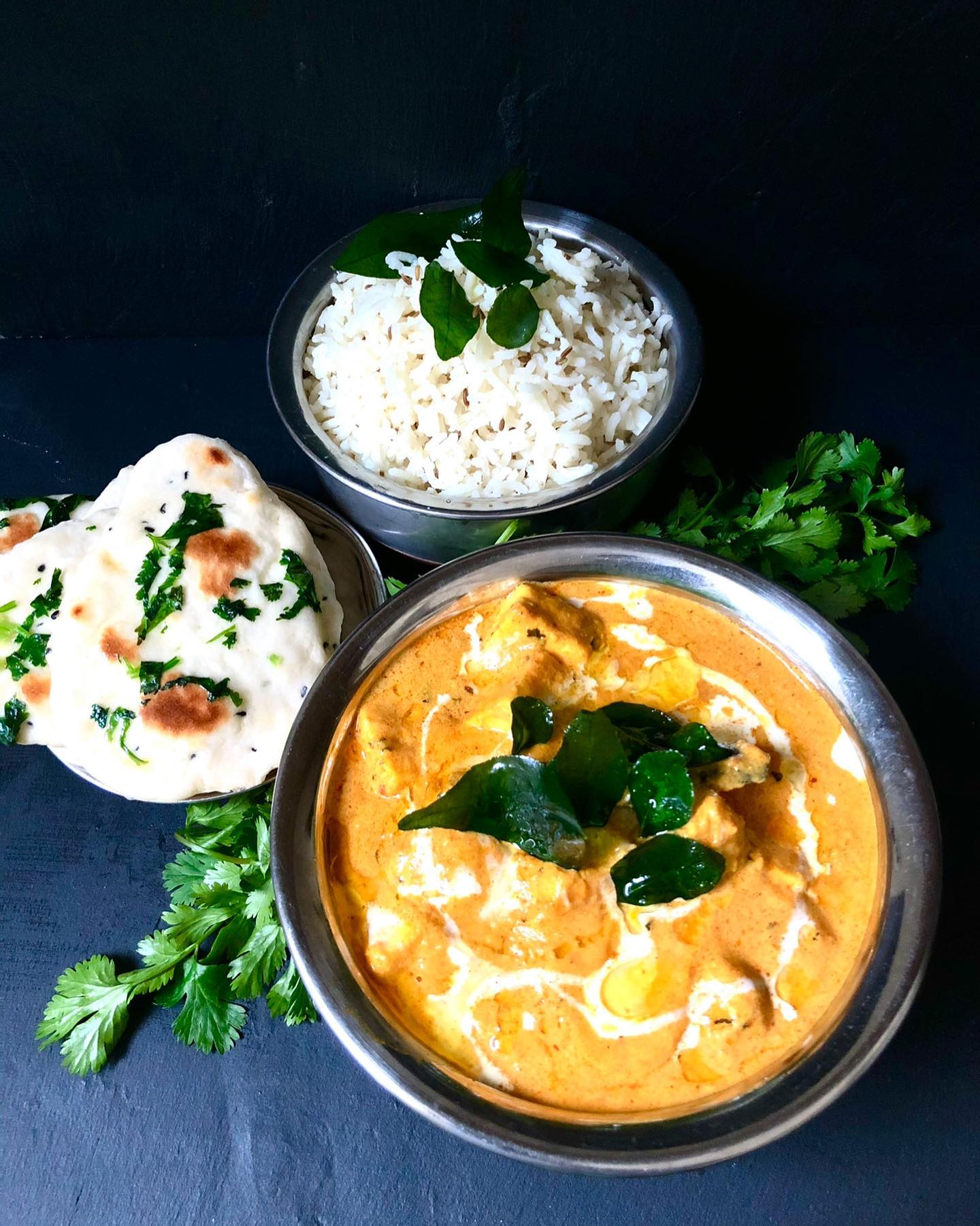 Creamy Butter Paneer with Cumin Rice and Homemade Naan