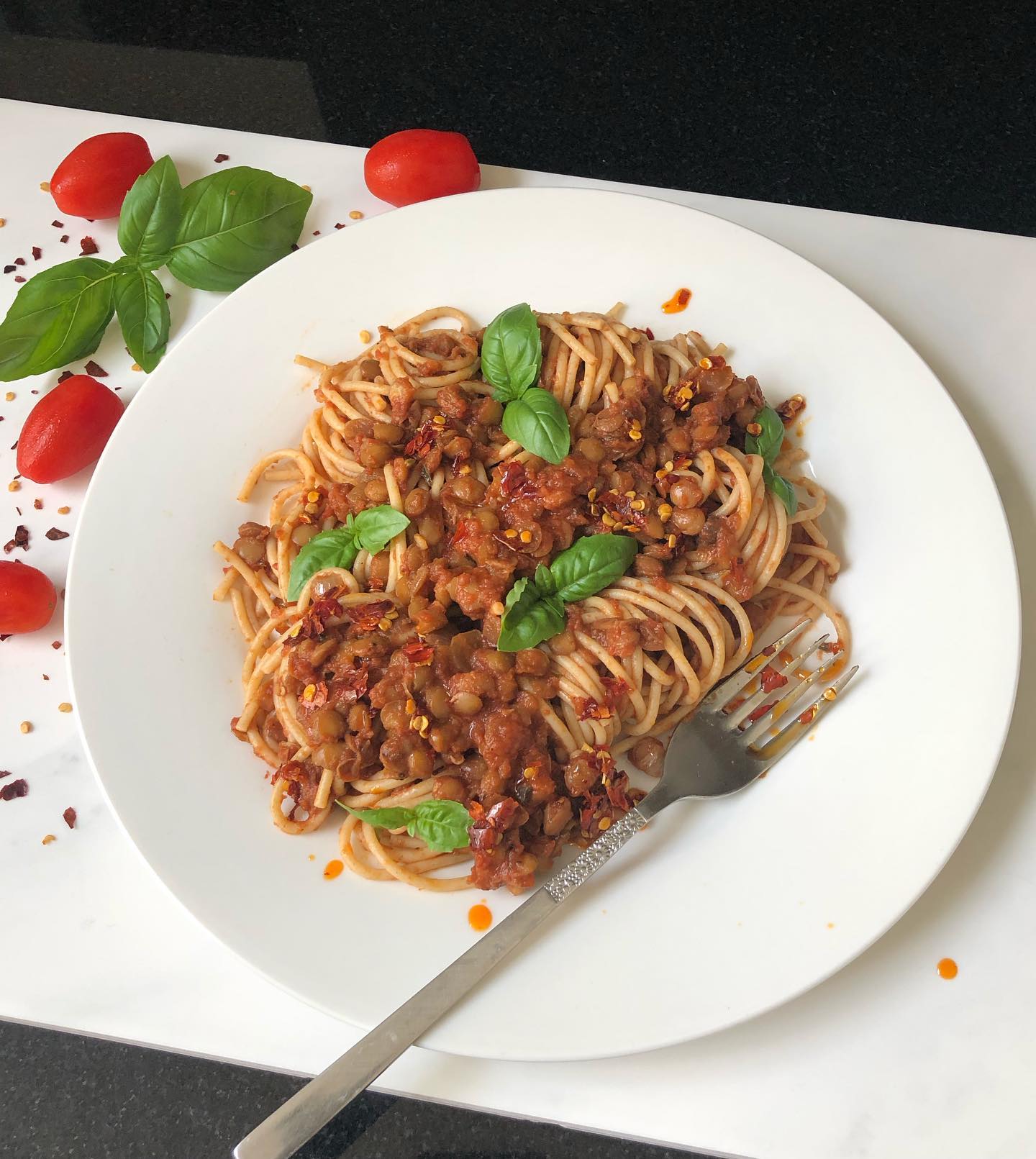 Lentil Bolognese with Wholewheat Spaghetti