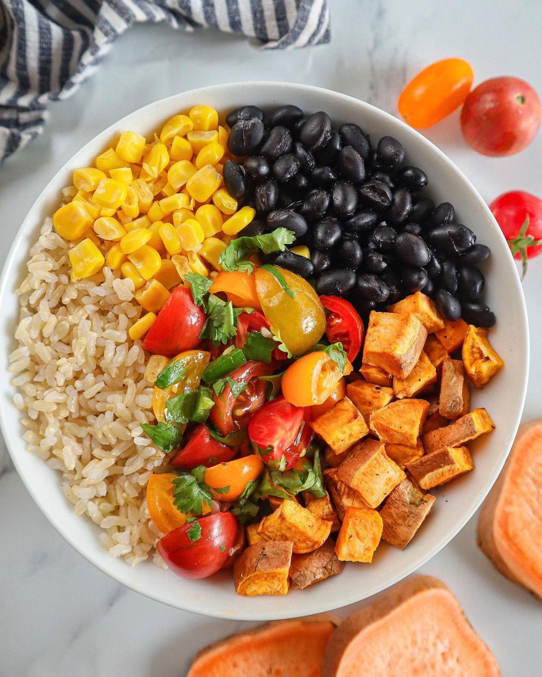 Easy Vegan Burrito Bowls with Sweet Potatoes