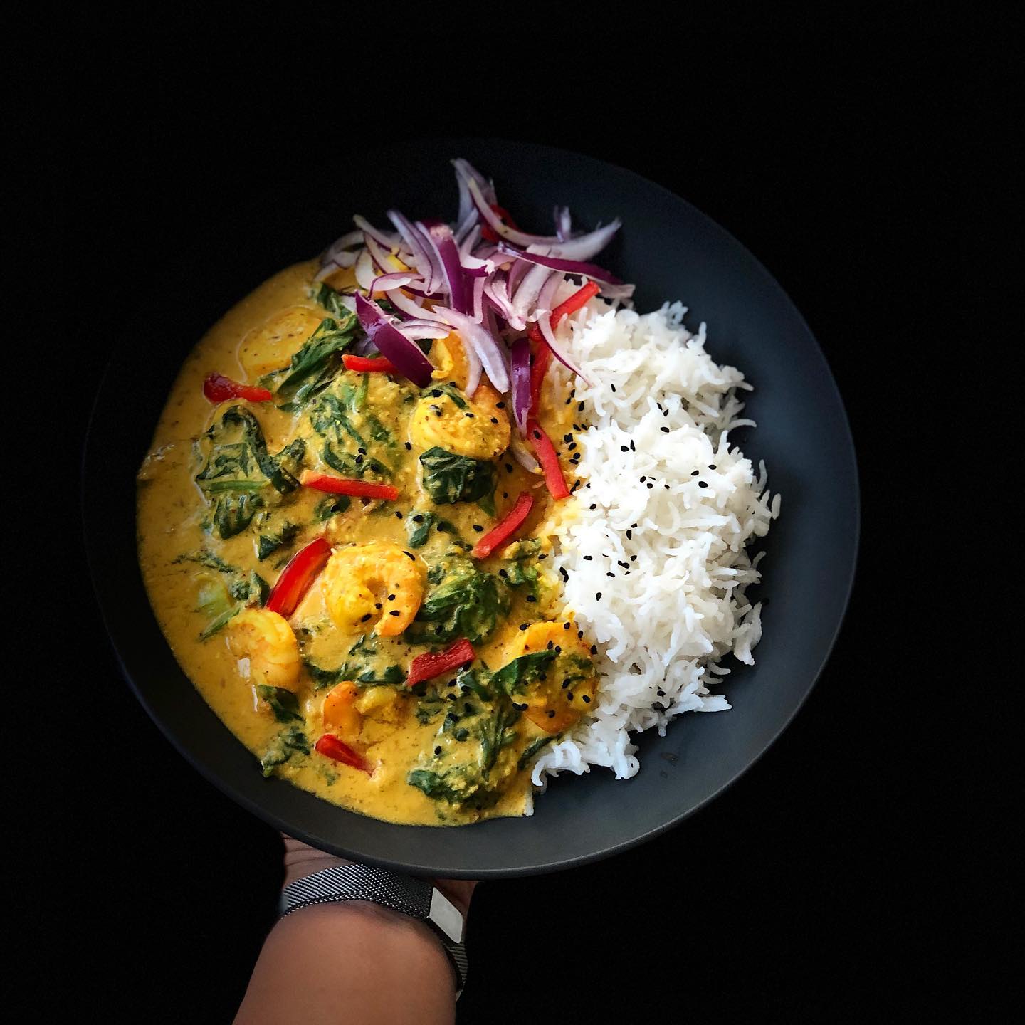 Creamy Coconut Spinach & Prawn Curry