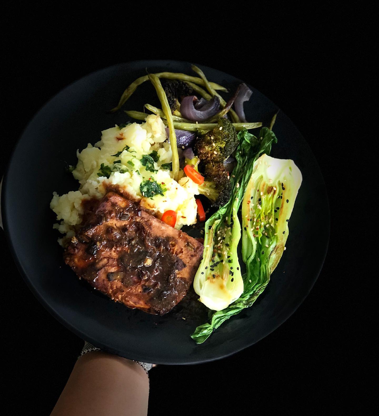Miso Tofu with Sesame Roasted Vegetables