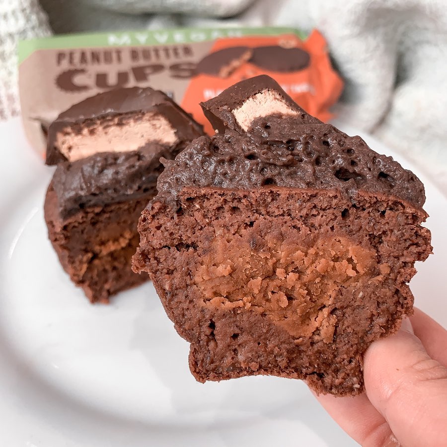 Peanut Butter Stuffed Protein Chocolate Cupcake