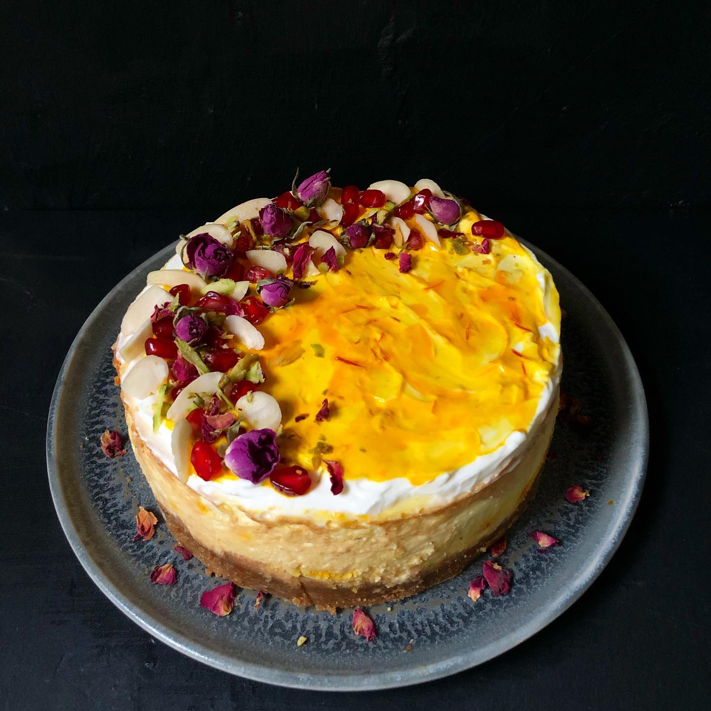Saffron and Cardamom Shrikand Cheesecake