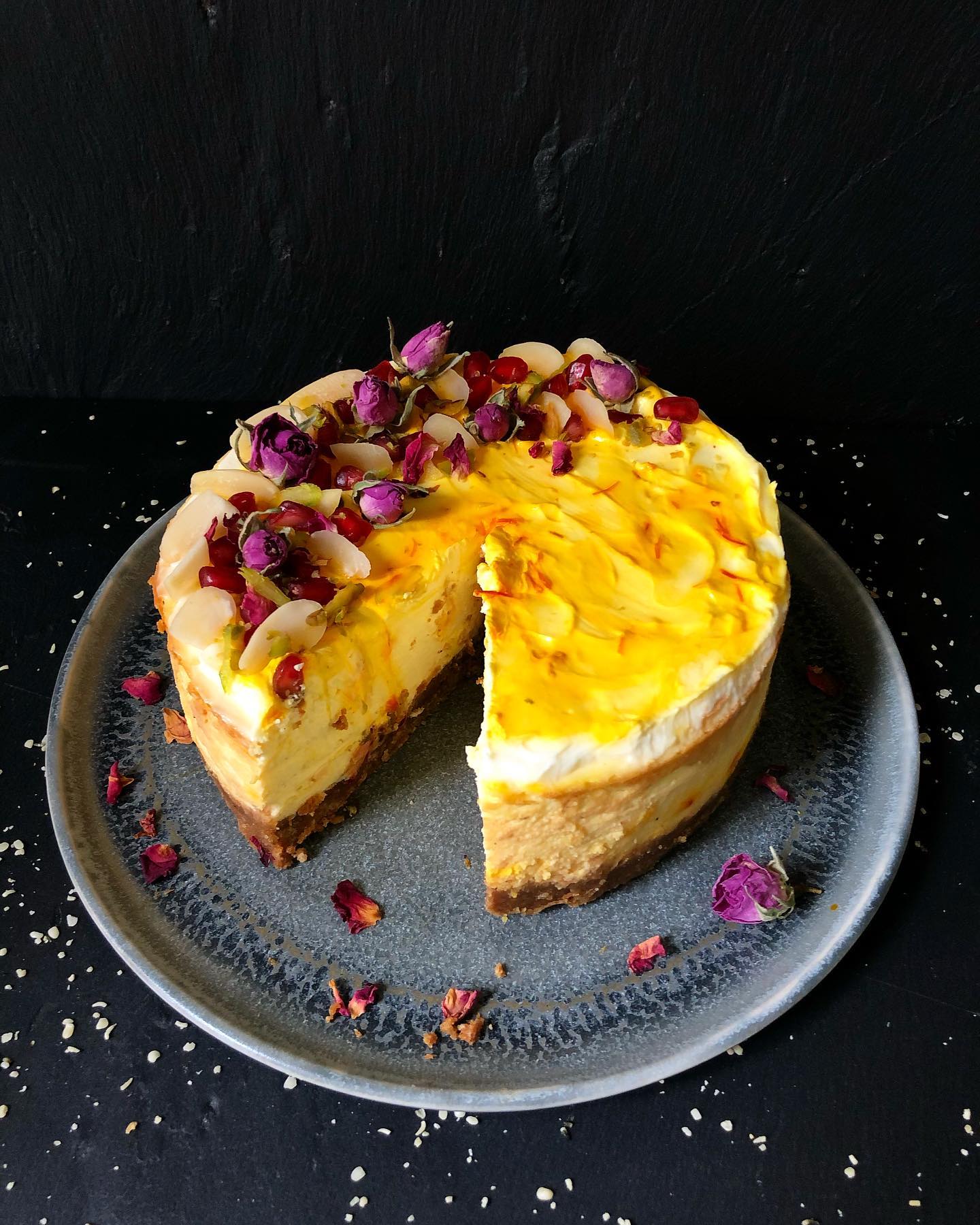 Saffron and Cardamom Shrikand Cheesecake