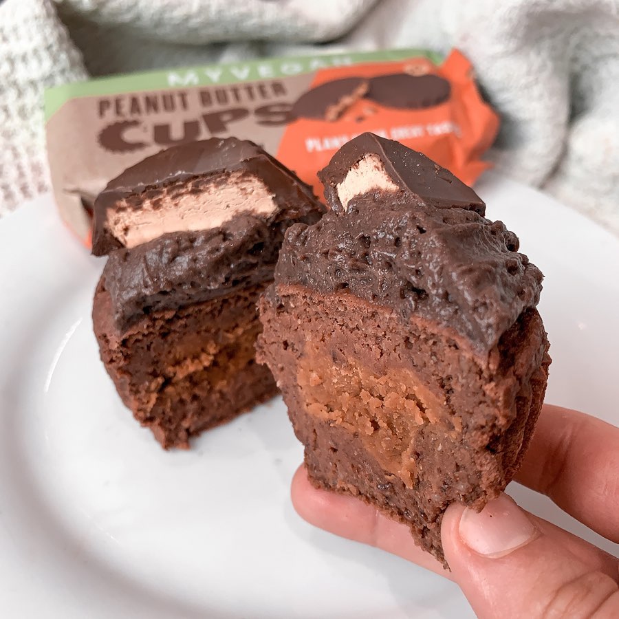Peanut Butter Stuffed Protein Chocolate Cupcake
