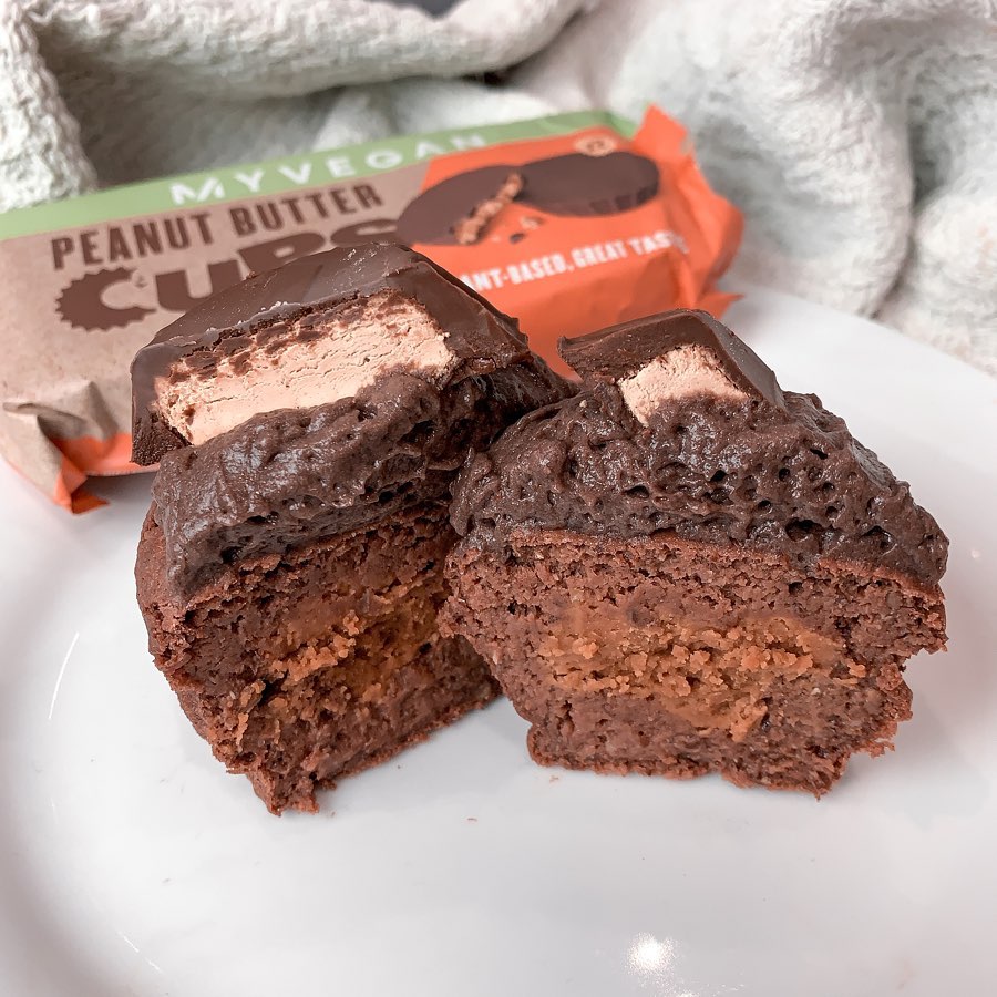 Peanut Butter Stuffed Protein Chocolate Cupcake