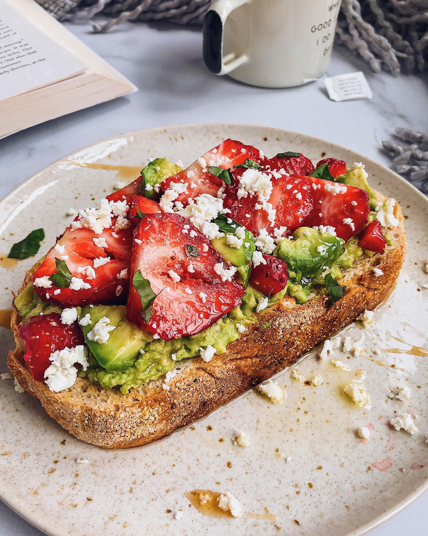 Mashed Avocado Sourdough Toast with Strawberry