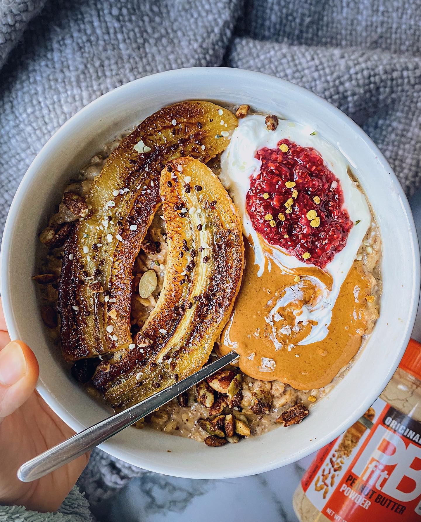 Salted Pb&j Overnight Oats with Caramelized Bananas
