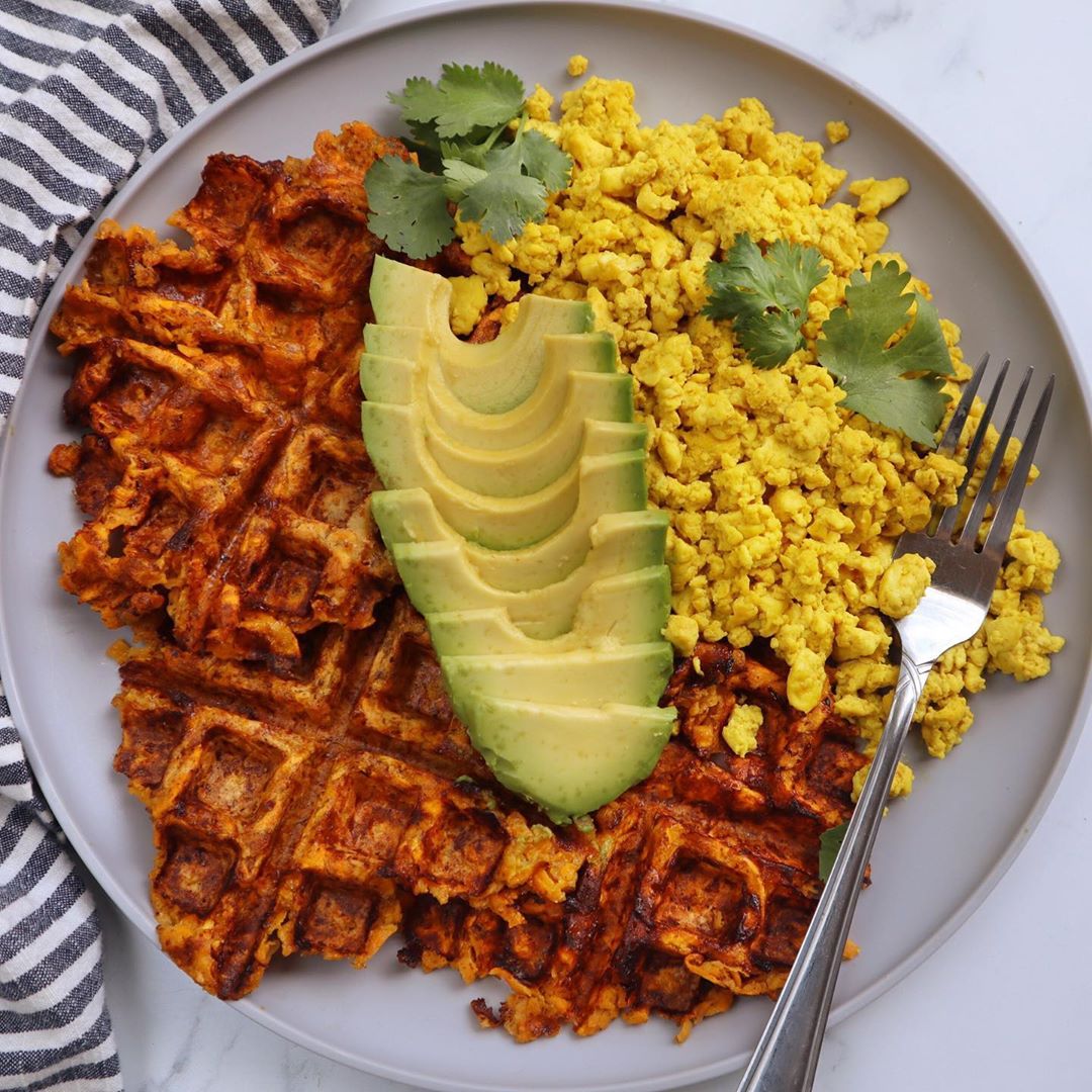 Savory Sweet Potato Hash Brown Waffles