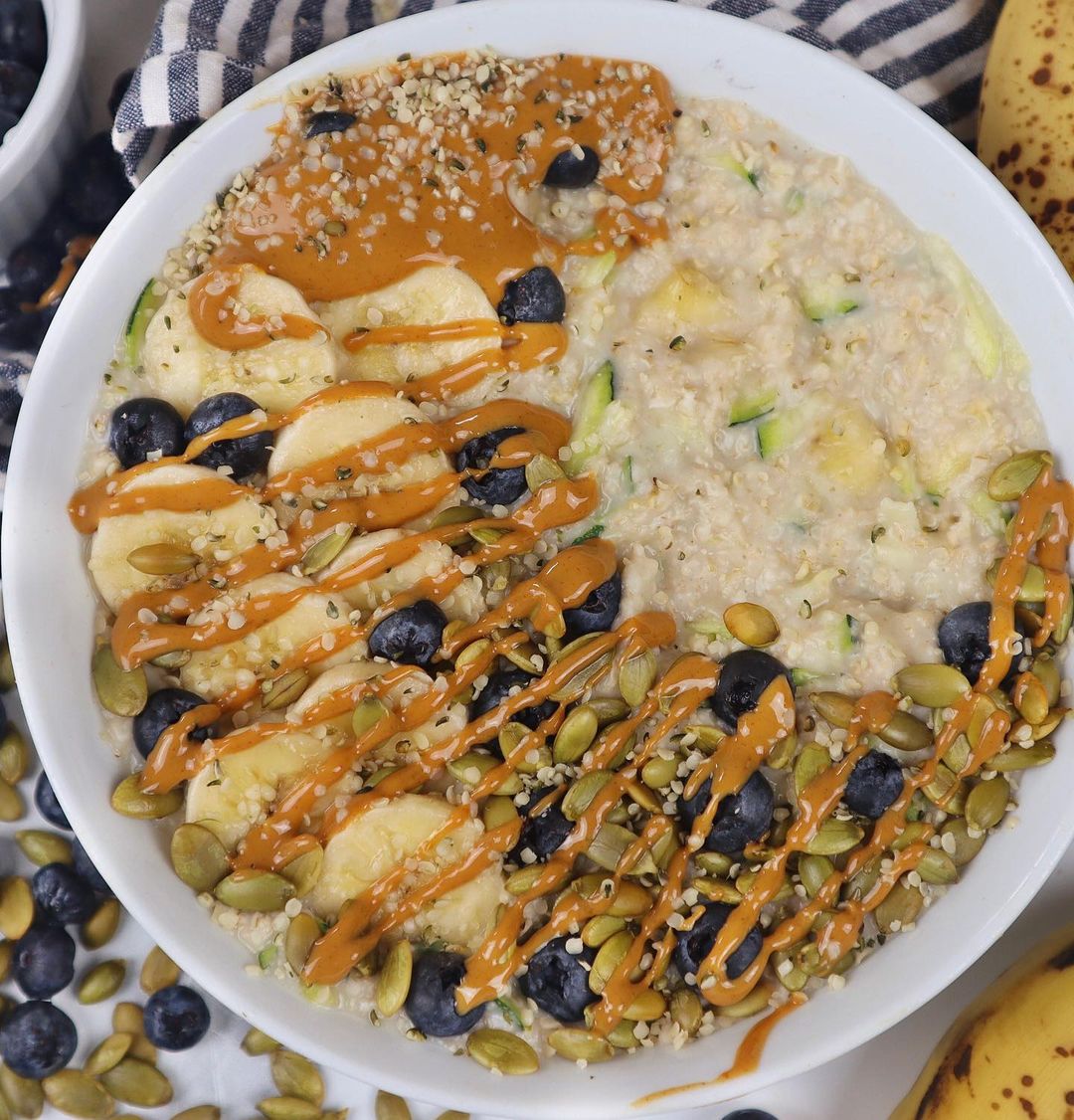 Zucchini Oats Breakfast with Nutritious Toppings