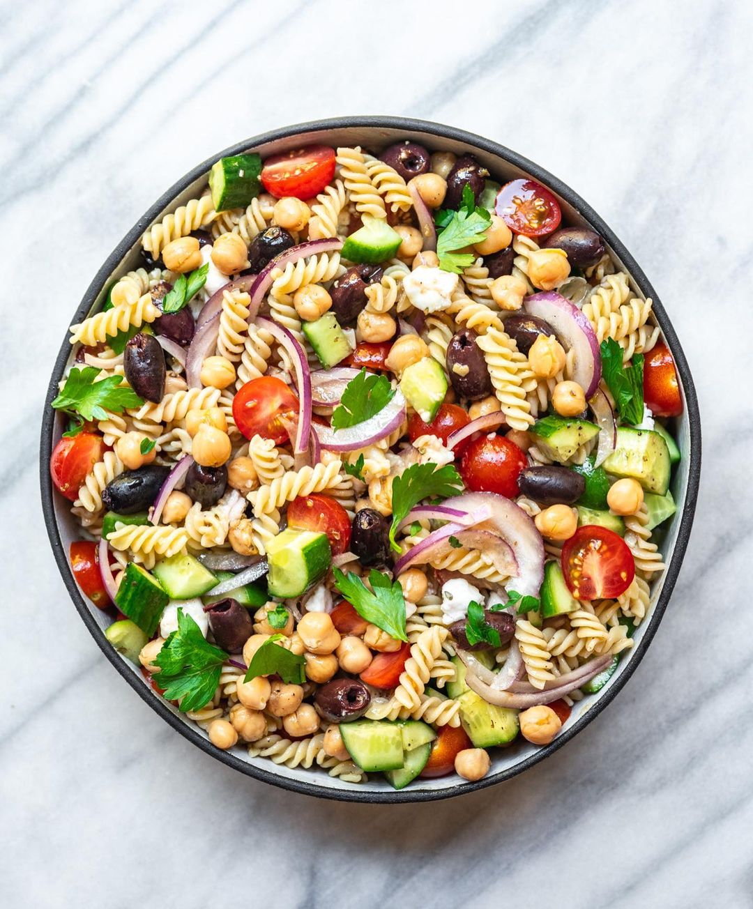 Greek Chickpea Pasta Salad
