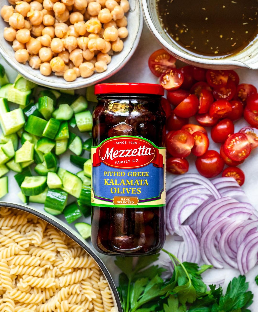 Greek Chickpea Pasta Salad