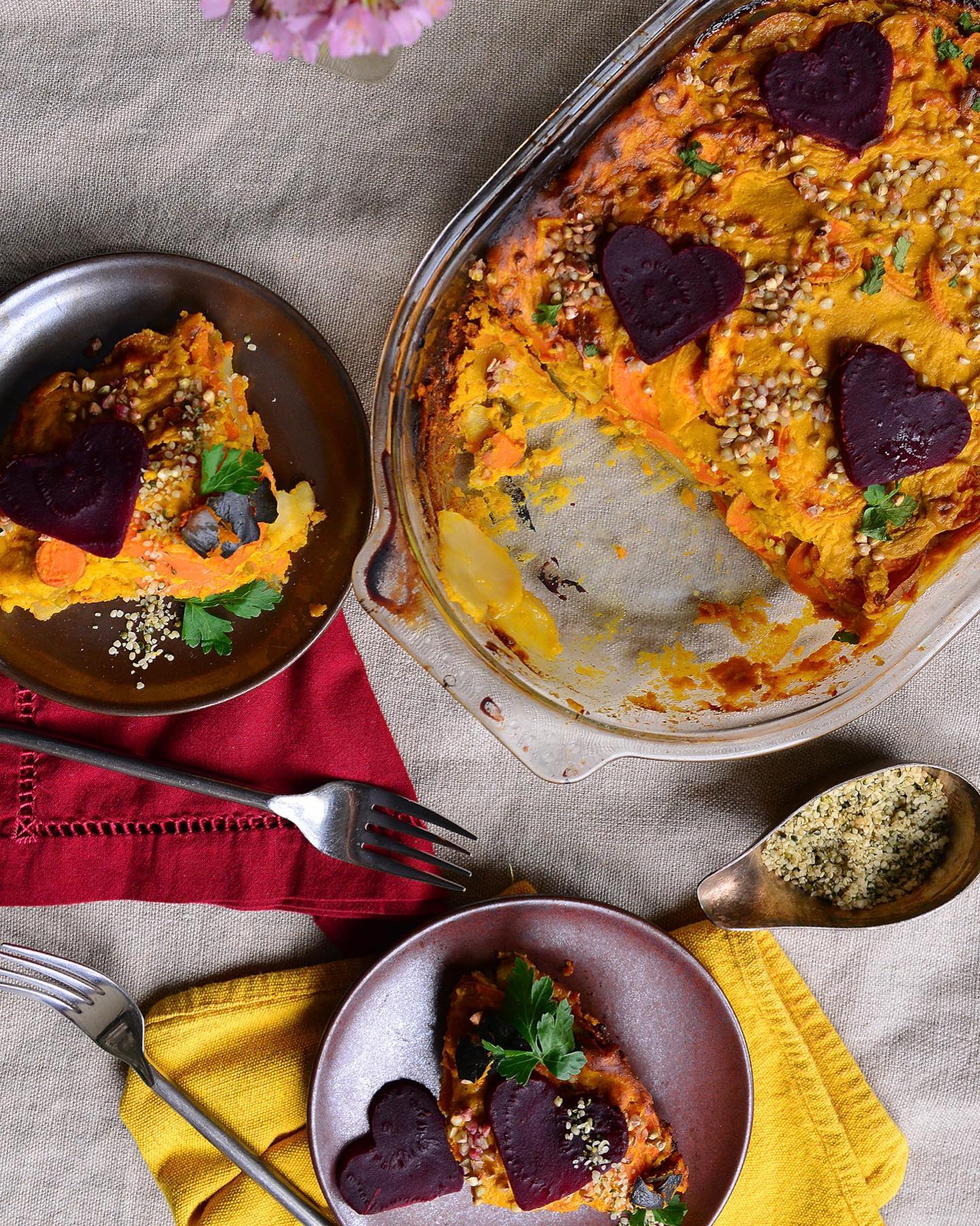 Vegan Sweet Potato and Jerusalem Artichoke Gratin