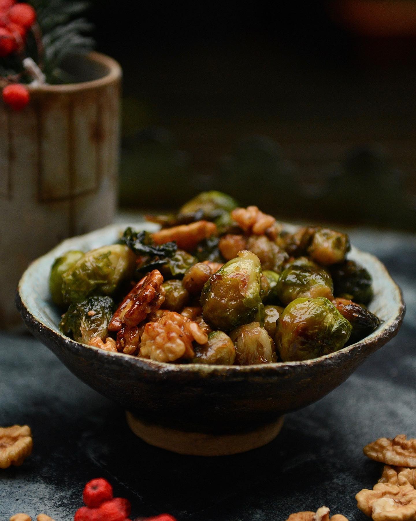 Caramelized Brussels Sprouts with Maple and Walnuts