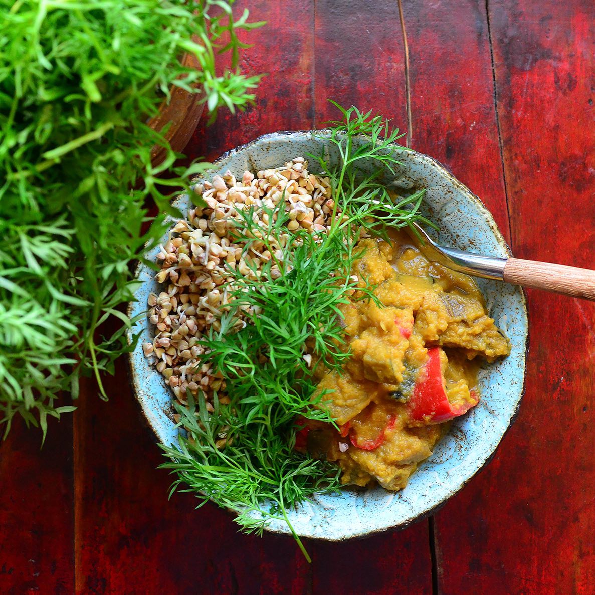 Vegan Katsu Curry with Vegetables and Buckwheat