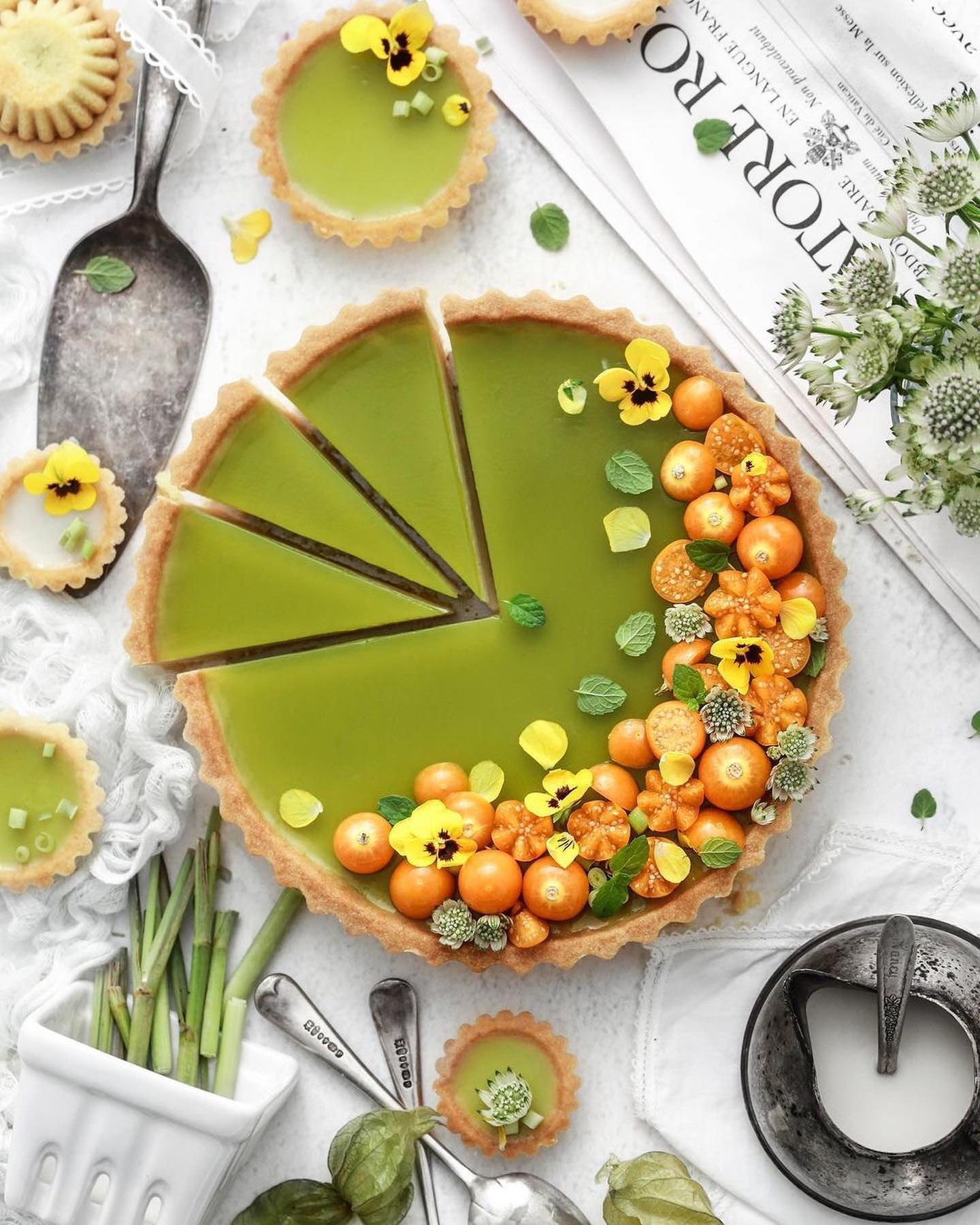 Lemongrass-Infused Tart with Pandan Jelly Layer