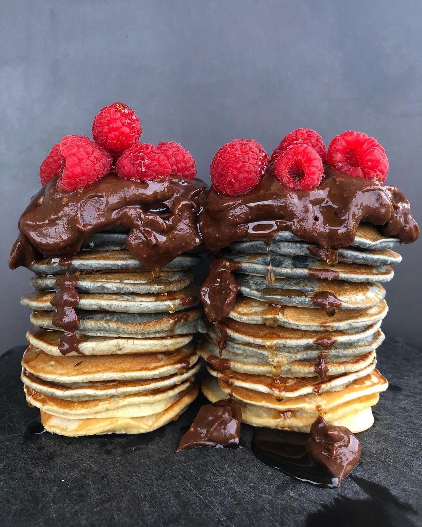 Blue Ombre Pancake Stack with Avocado Cream