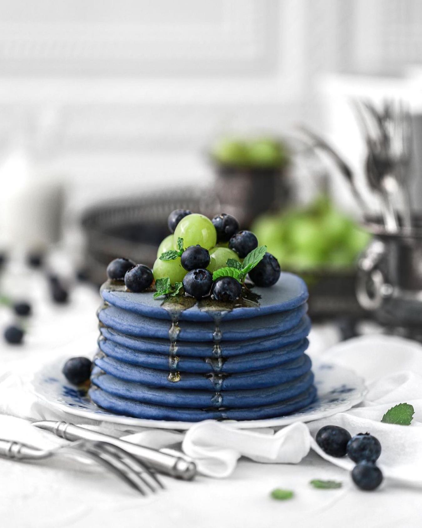 Aqua Blue Spirulina Pancake Stack