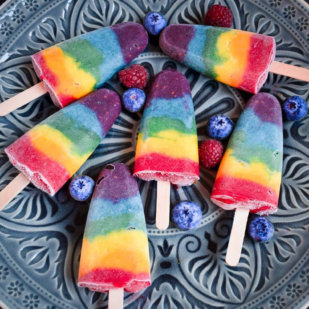 Vegan Rainbow Fruit Popsicles