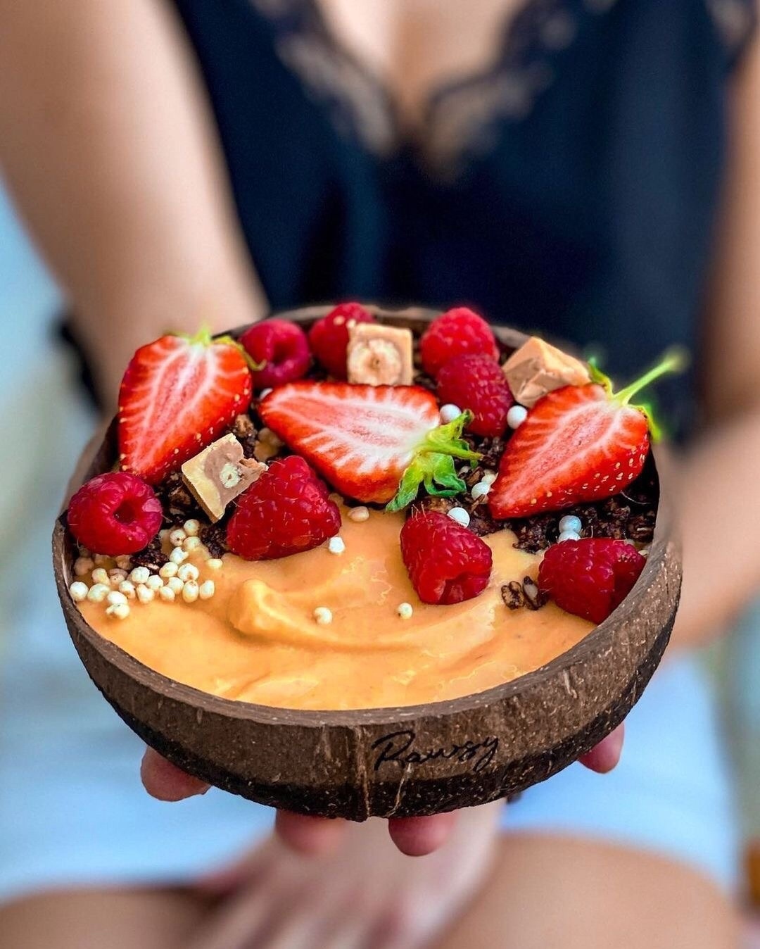 Healthy Mango and Pineapple Nicecream Bowl