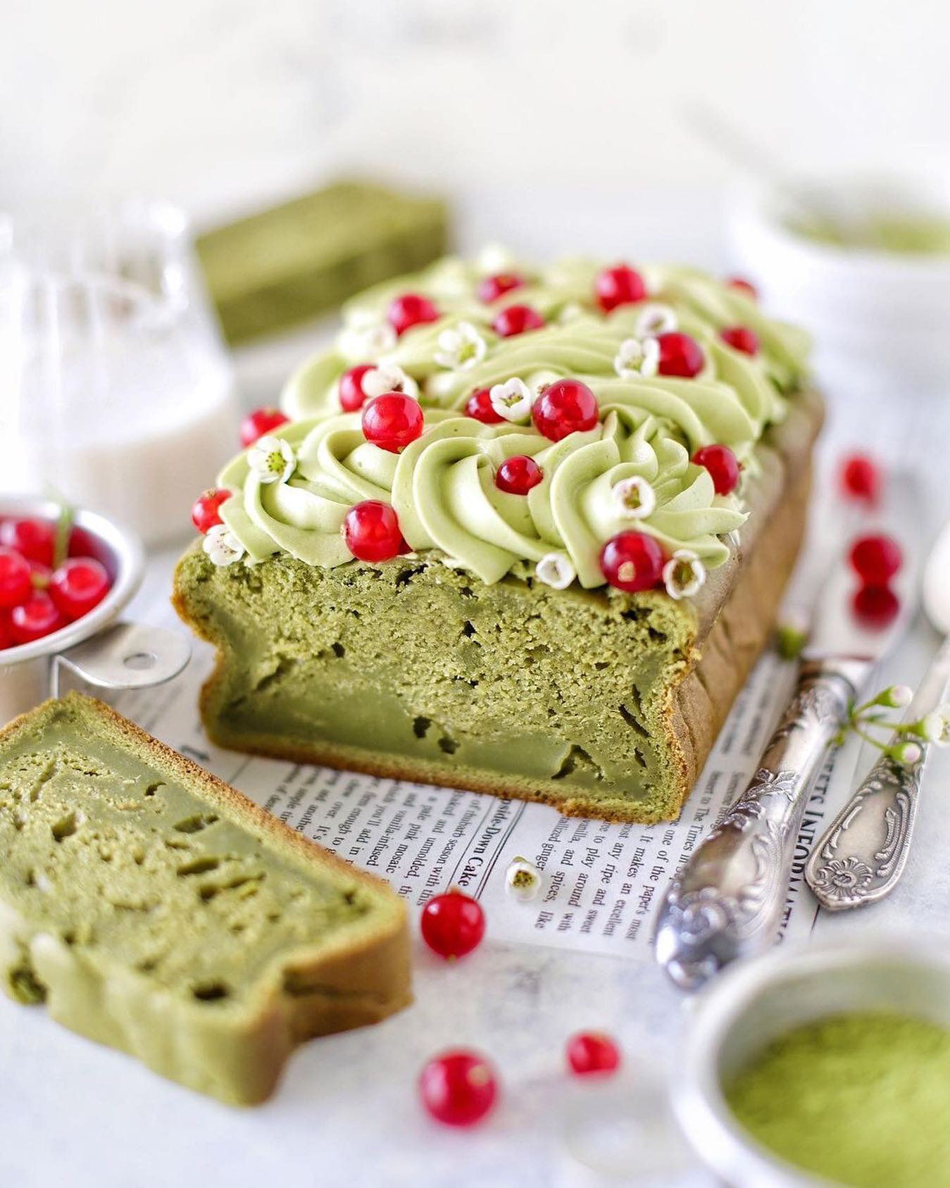 Vegan Matcha Pound Cake with Frosting