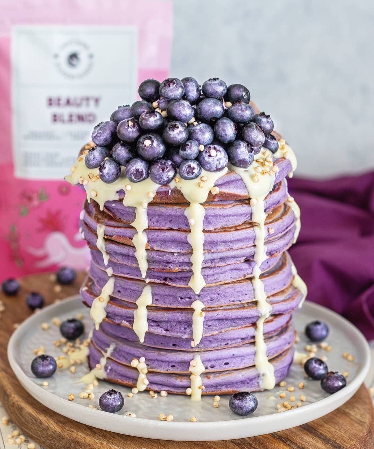 Purple Stack of Vegan Pancakes