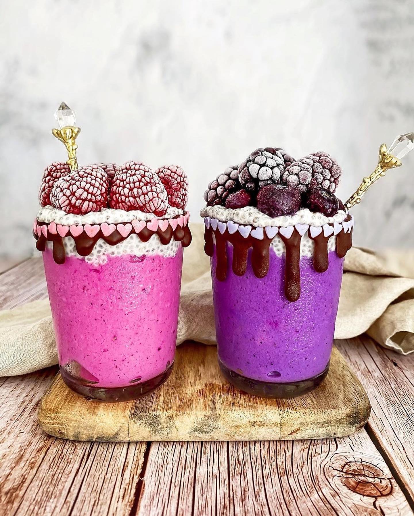 Blue Spirulina Crêpe Cake with Pink Pitaya Nice Cream
