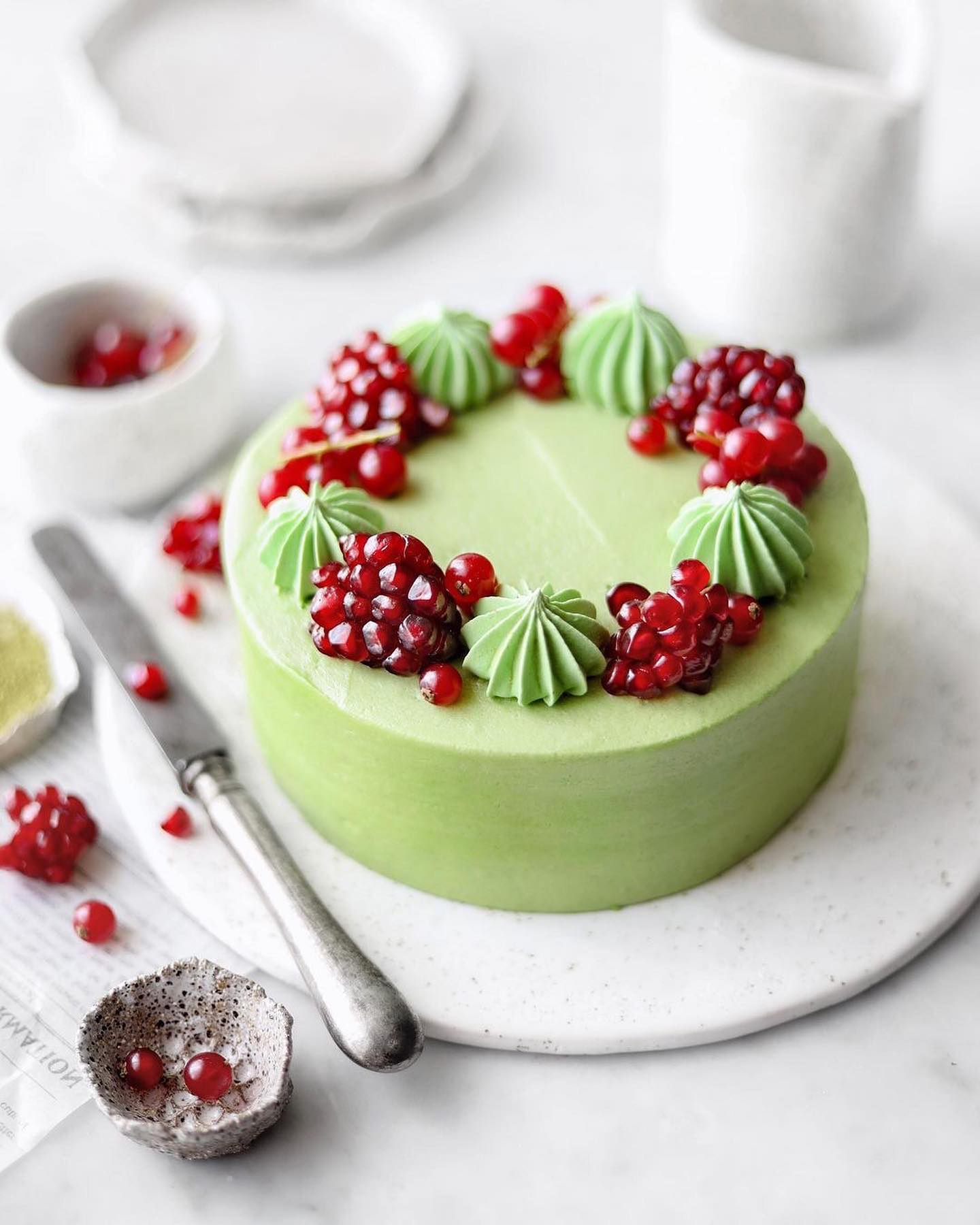 Matcha Tea Cake with Matcha & Pandan Buttercream