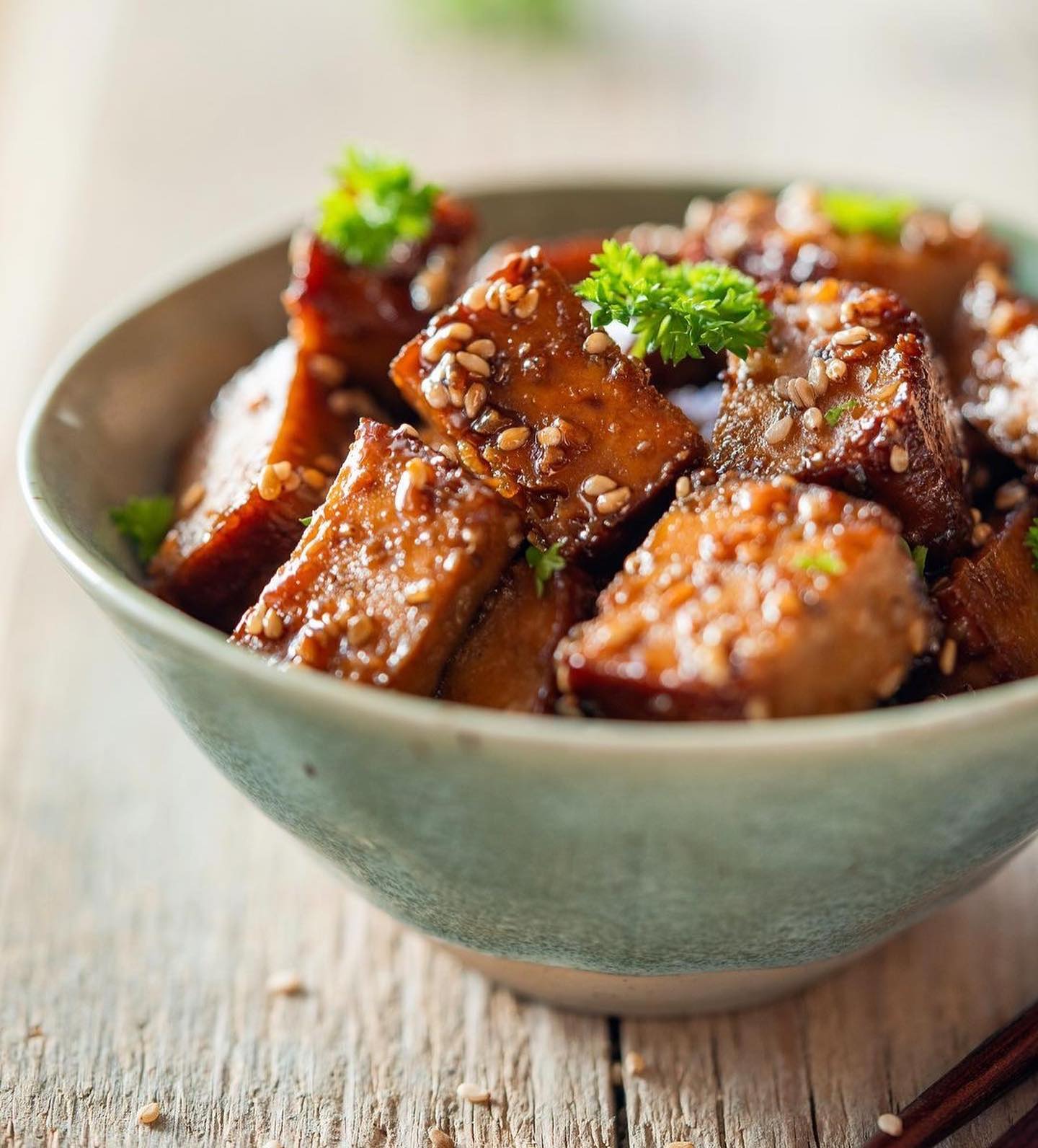Smoky Maple Sesame Tofu Cubes