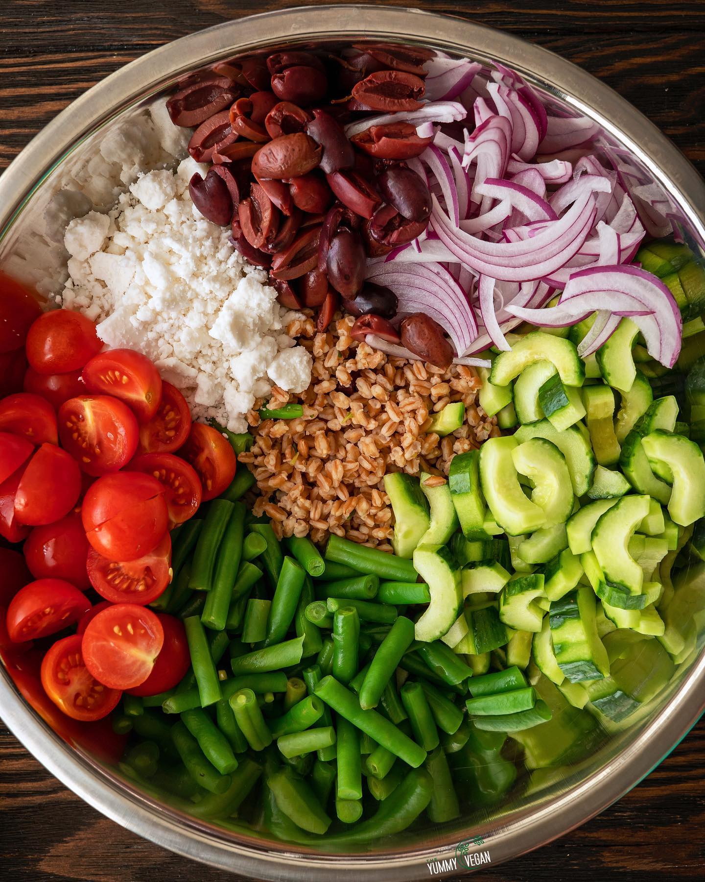 Greek-Inspired Farro Salad with Vegan Feta