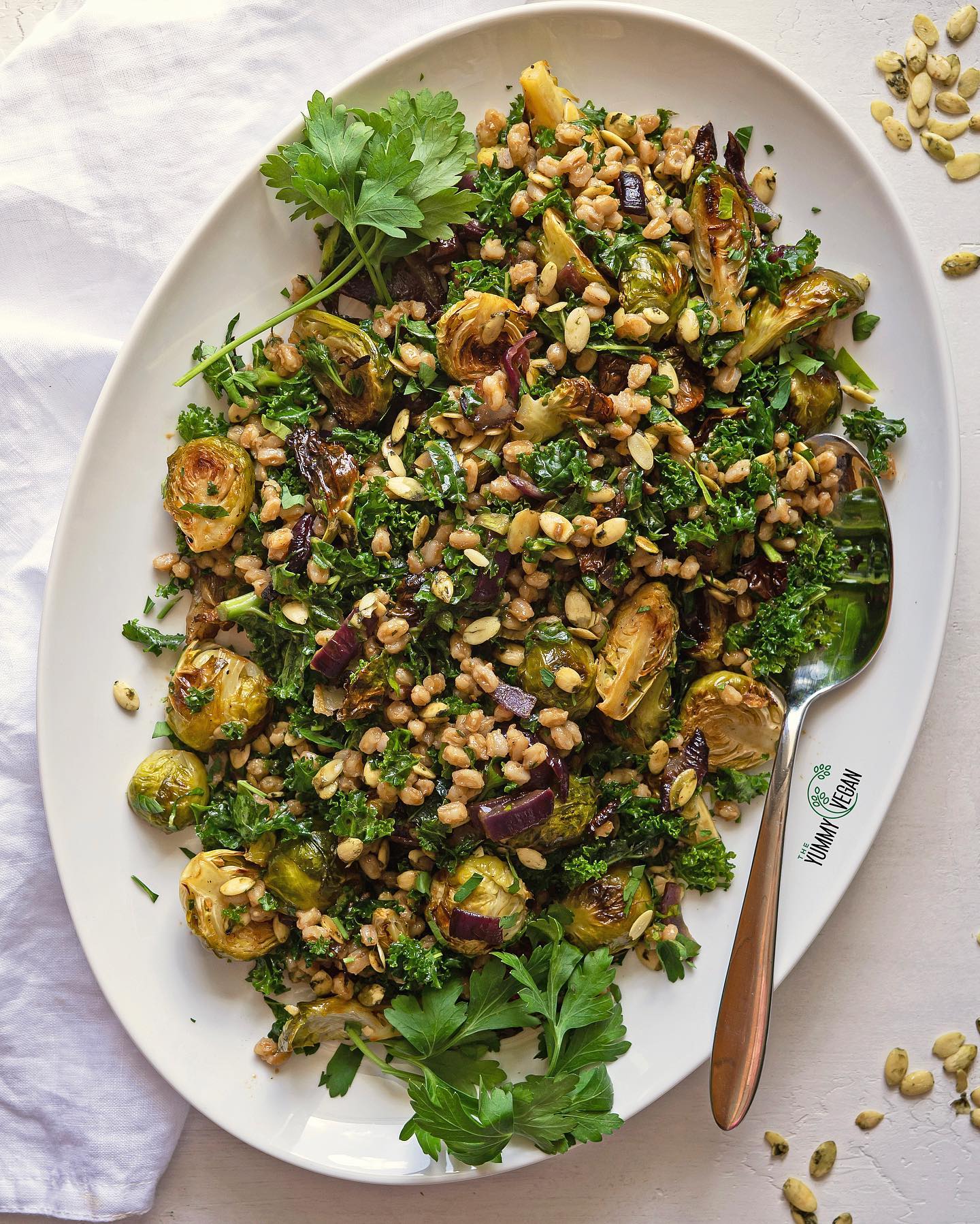 Brussels Sprouts Salad with Kale & Farro