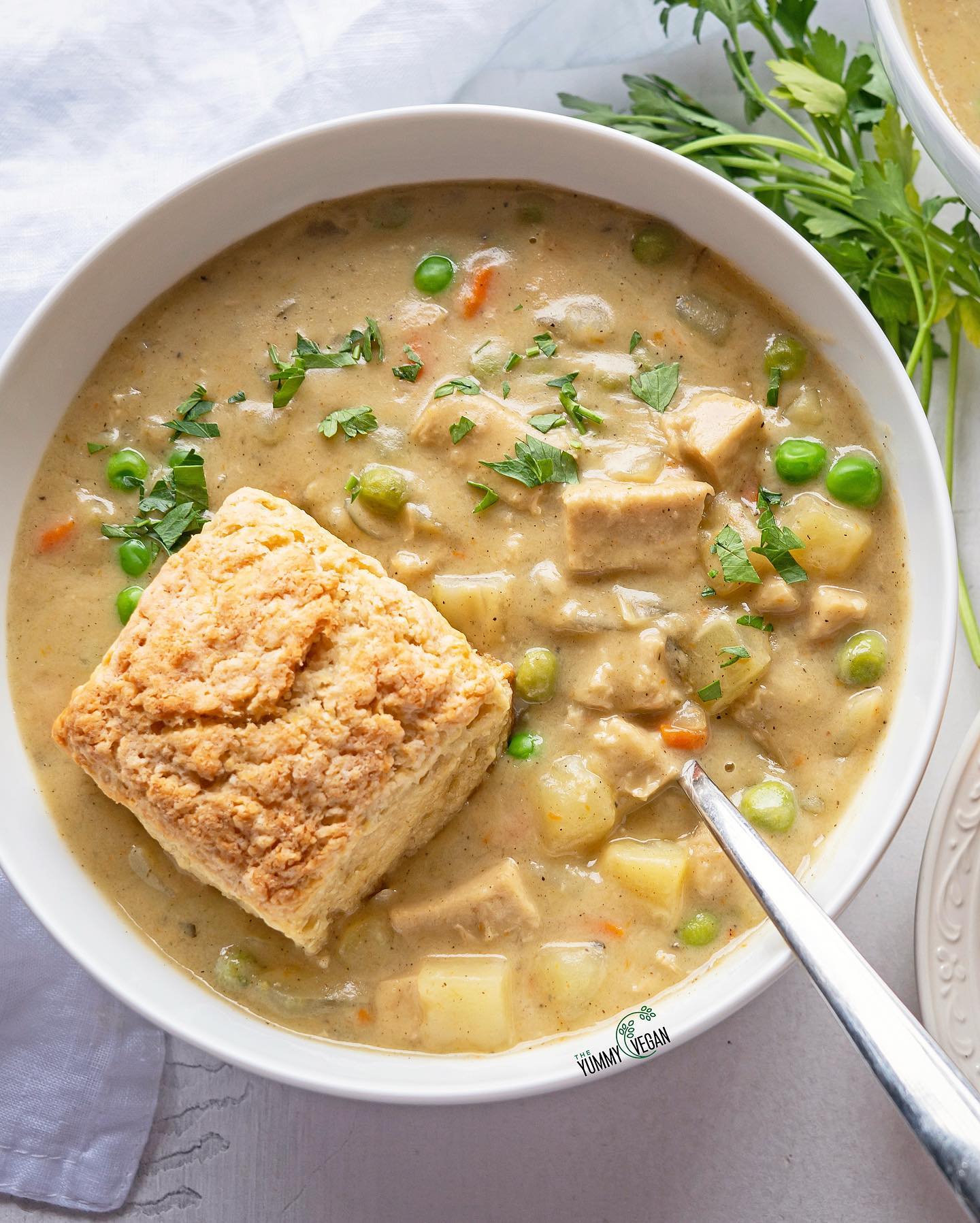 Creamy Vegan Chicken Pot Pie Soup