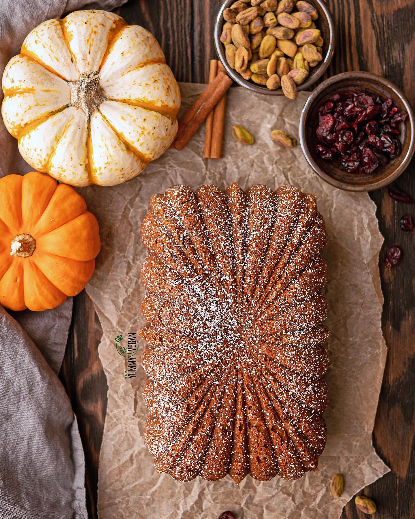 Pumpkin Bread with Cranberries & Pistachios