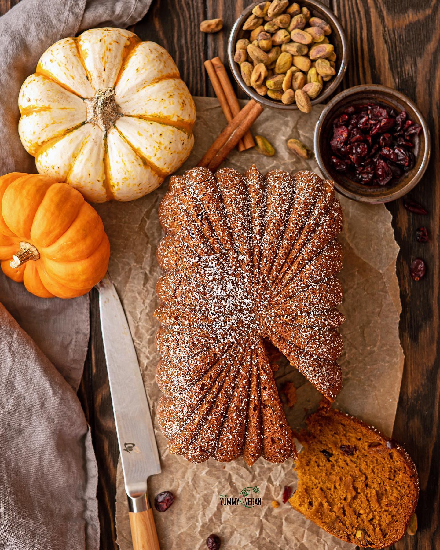 Pumpkin Bread with Cranberries & Pistachios