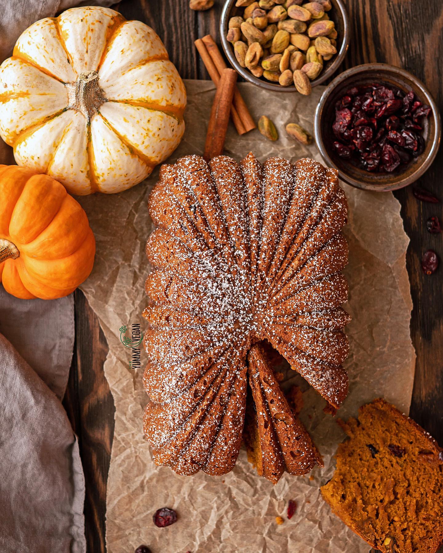 Pumpkin Bread with Cranberries & Pistachios