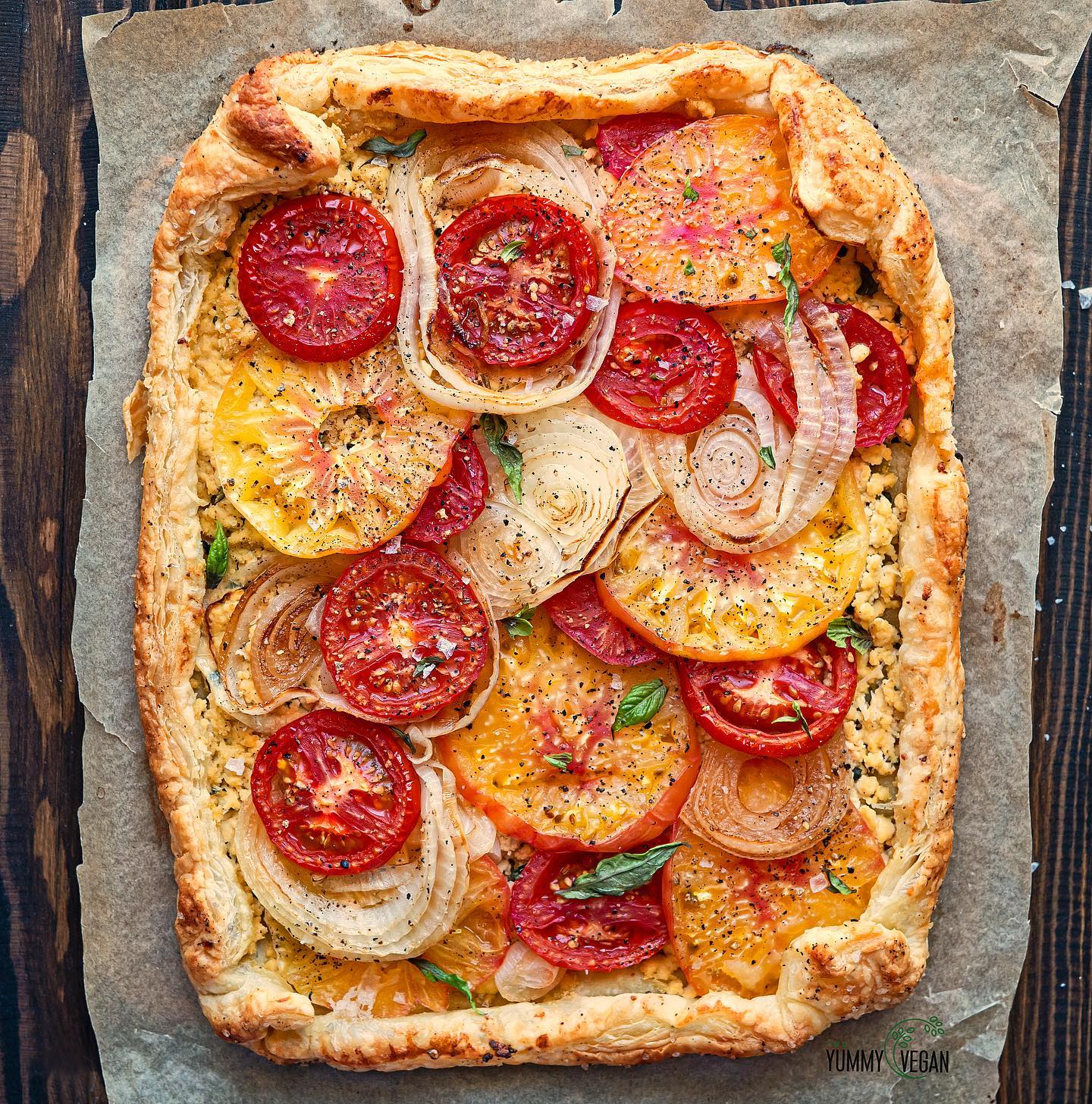 Tomato Onion Tart with Basil Ricotta