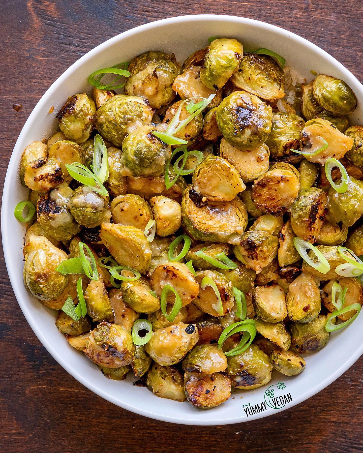 Miso Butter Roasted Brussels Sprouts with Shiitake Rice