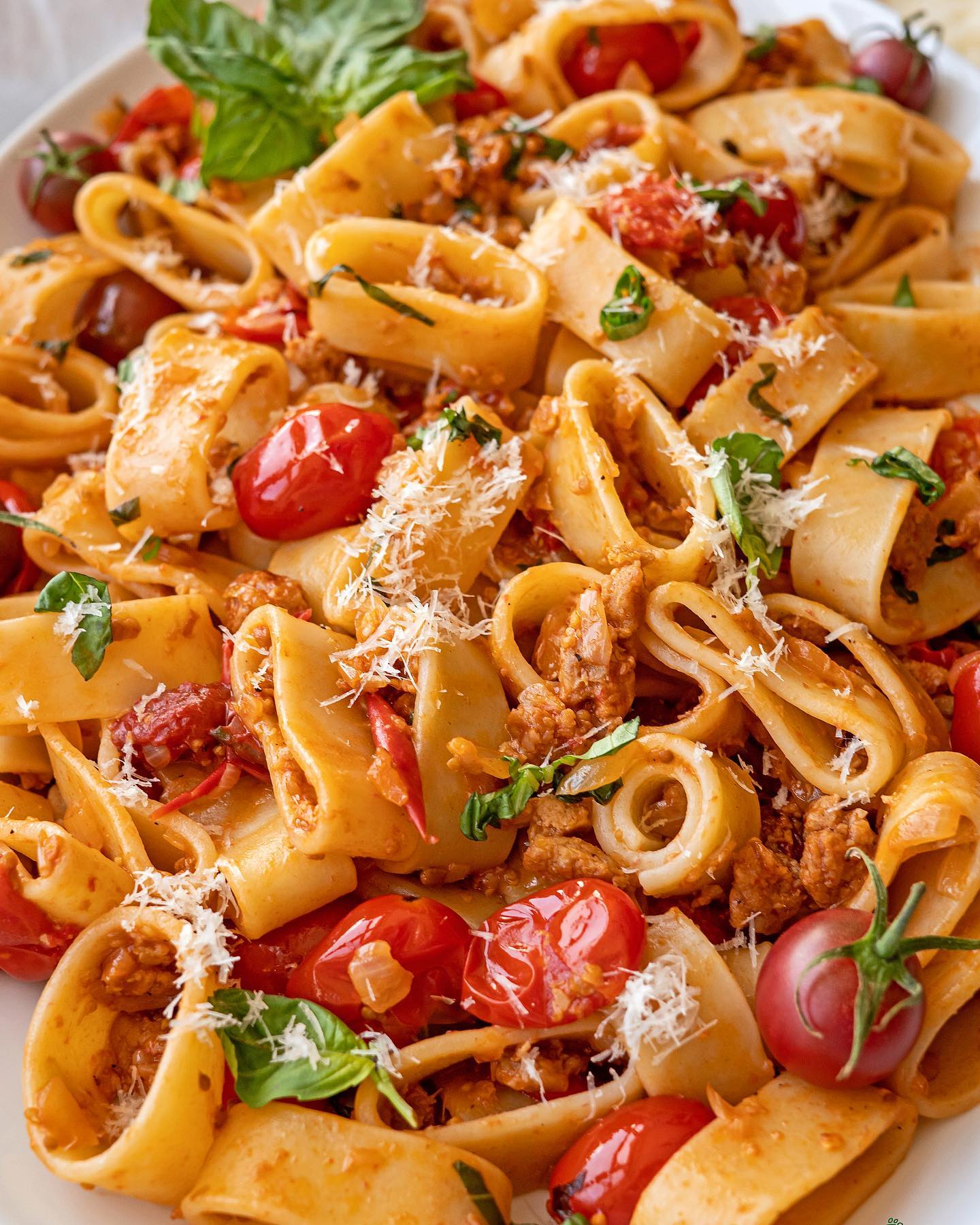 Basil Tomato Sausage Pasta