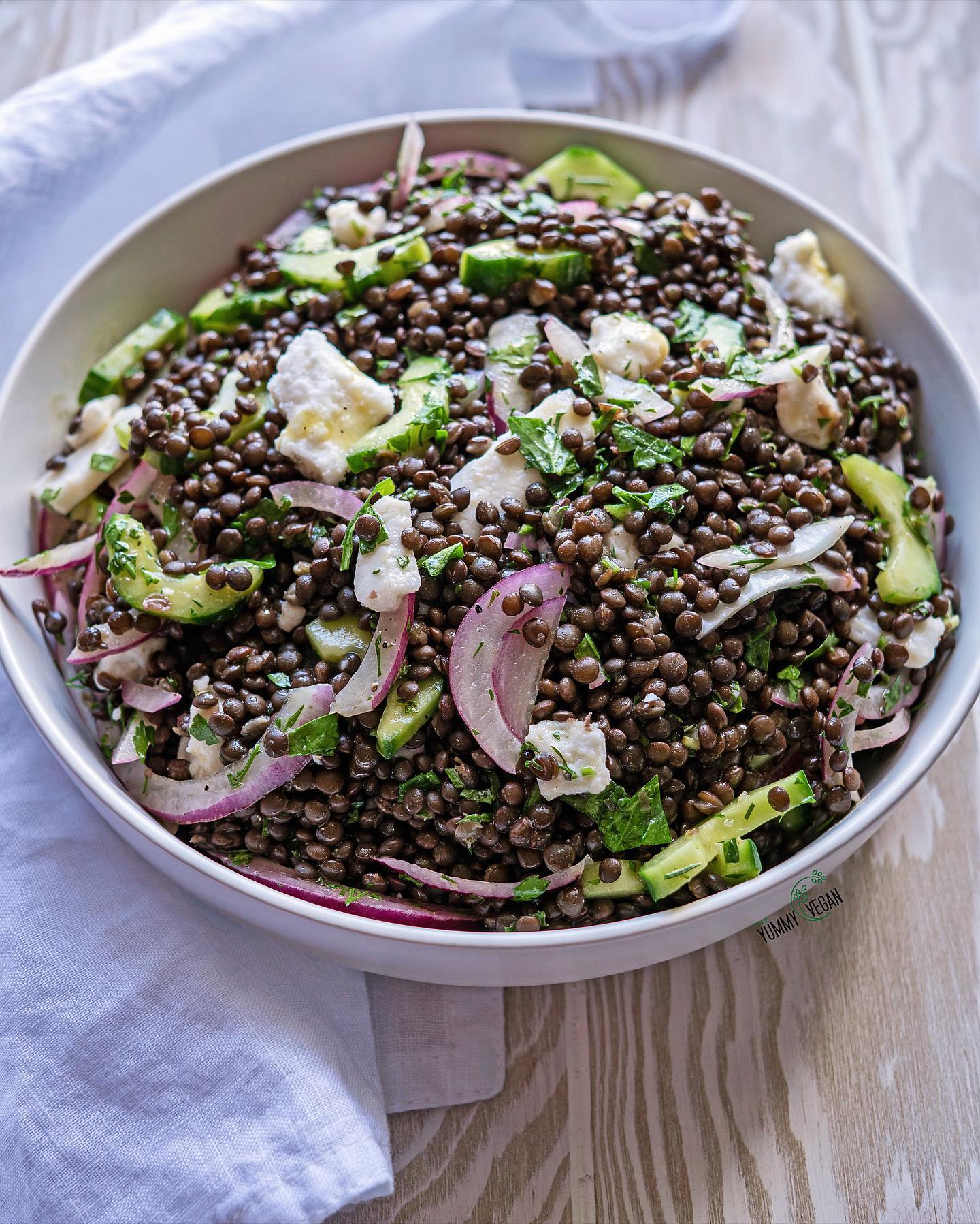 Lentil Salad with Herbs & Vegan Feta
