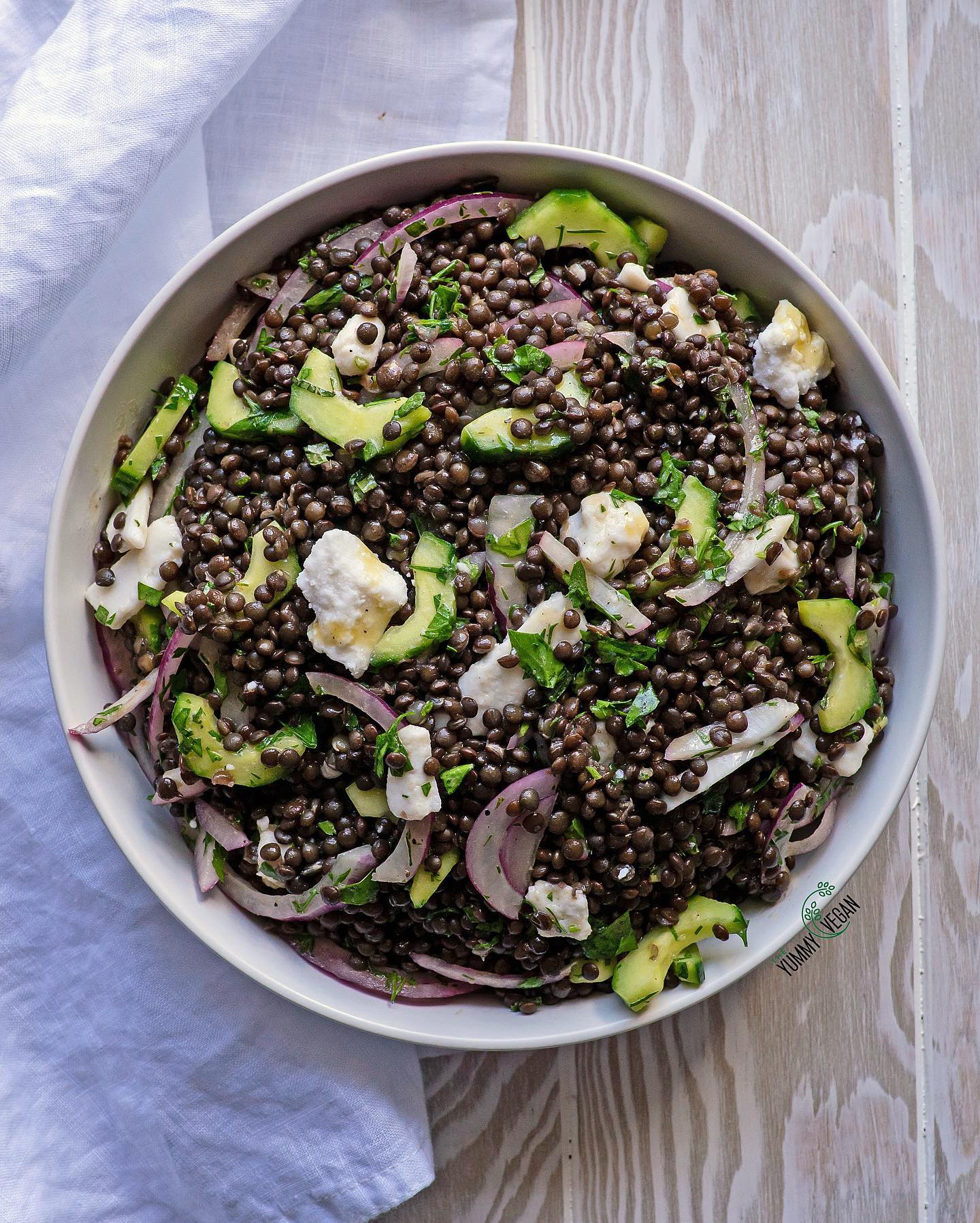Lentil Salad with Herbs & Vegan Feta