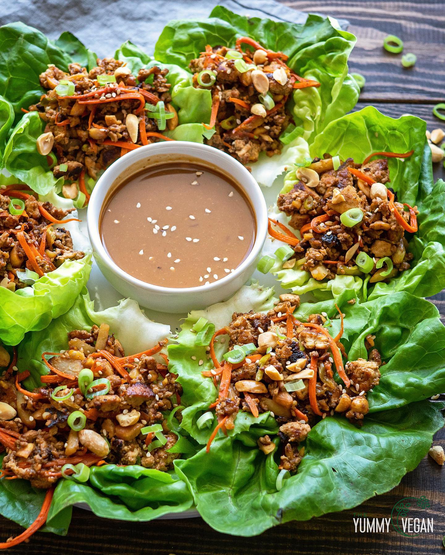 Tofu Lettuce Cups with Hoisin Peanut Sauce