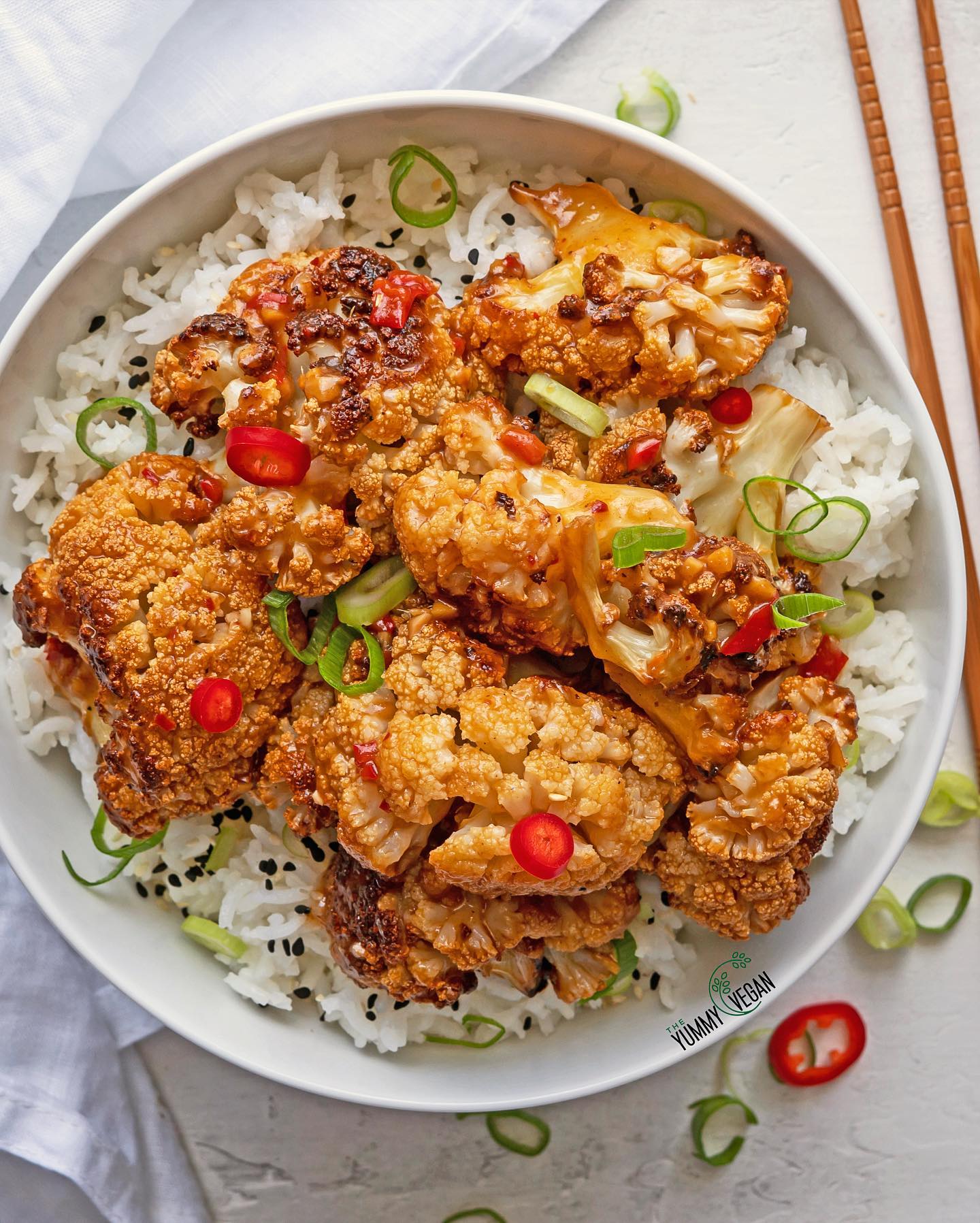Roasted Cauliflower with Sweet Chili Sauce