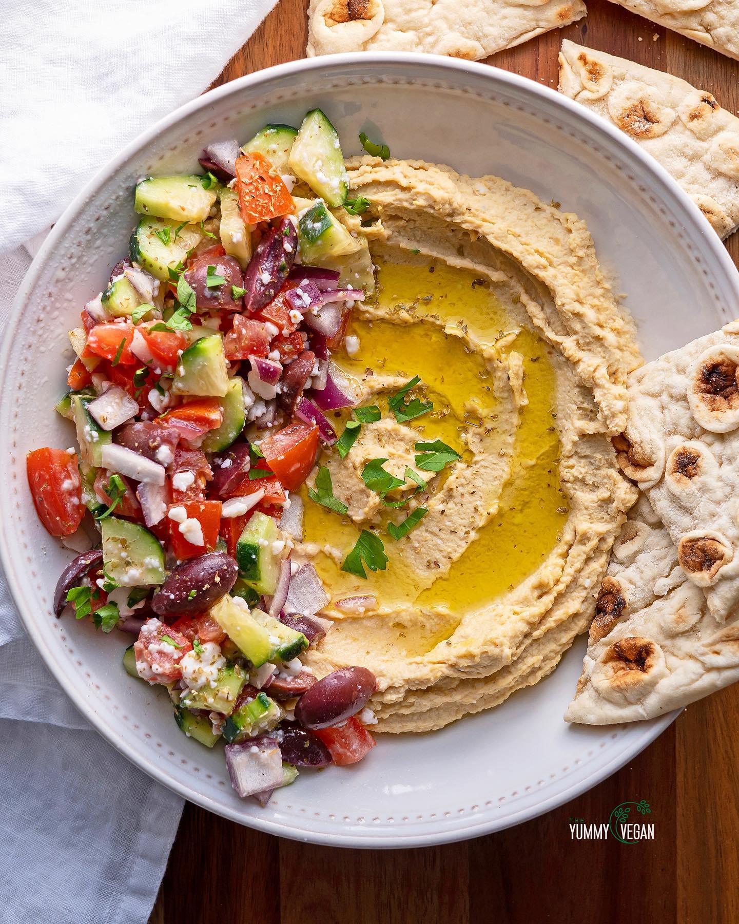 Hummus with Feta and Greek Salad