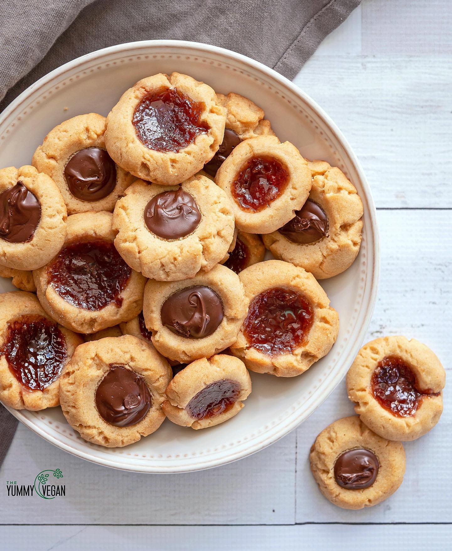 Chocolate Hazelnut Thumbprint Cookies
