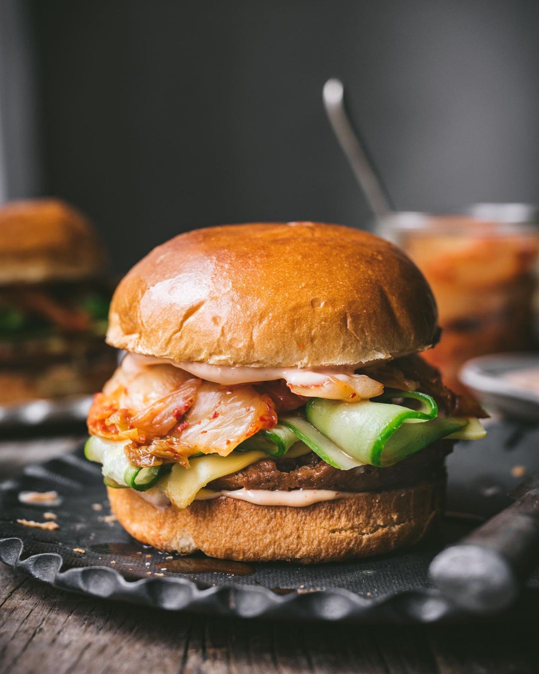 Spicy Vegan Kimchi Burger