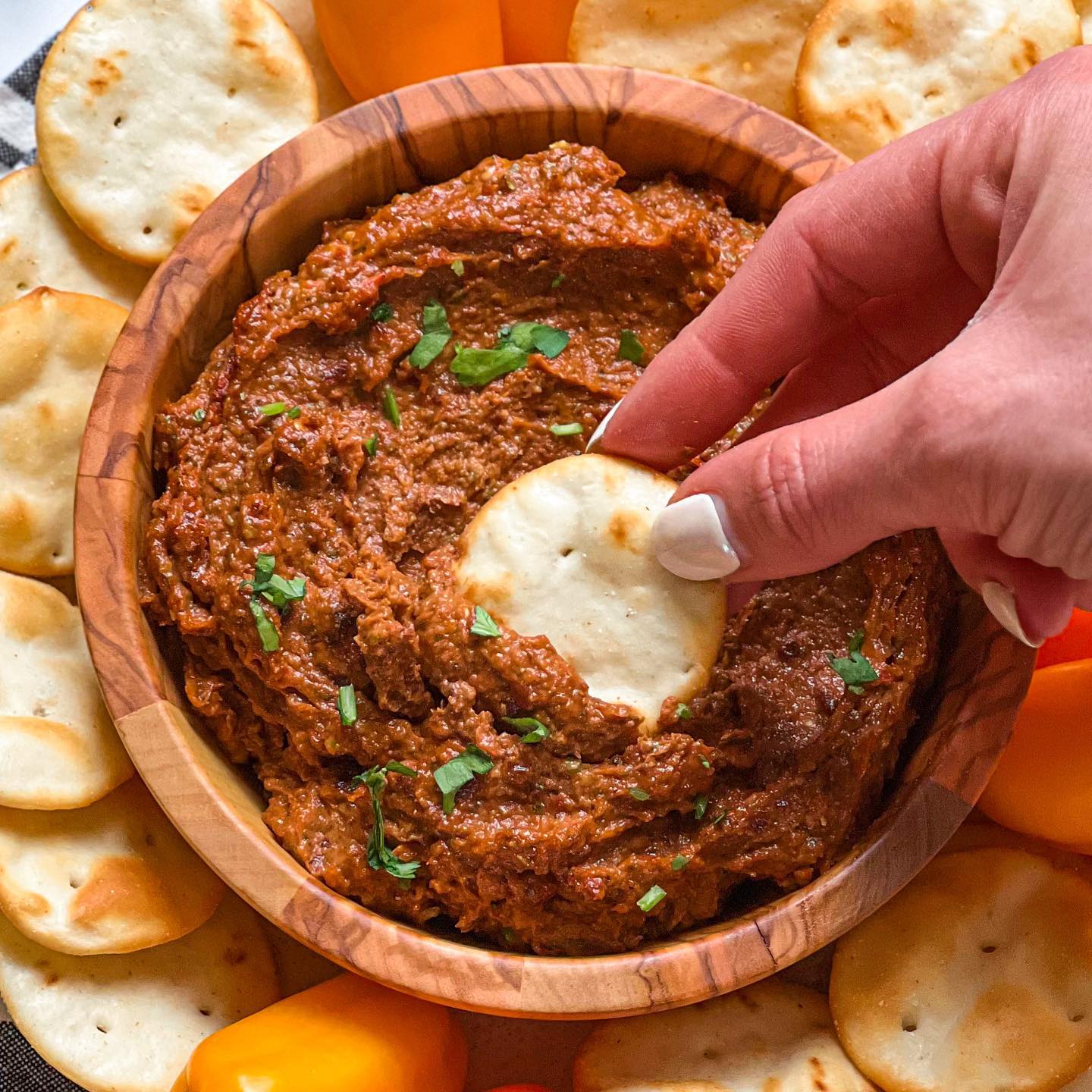 Garlicky Sun-Dried Tomato Walnut Dip