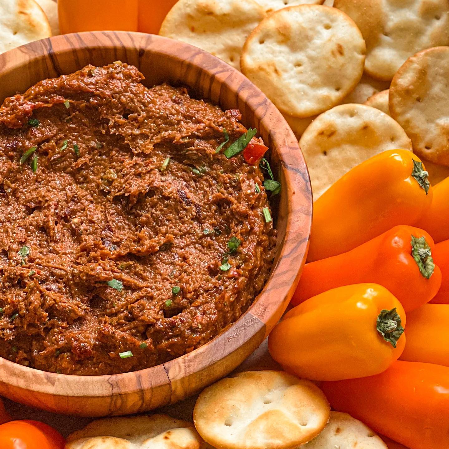 Garlicky Sun-Dried Tomato Walnut Dip
