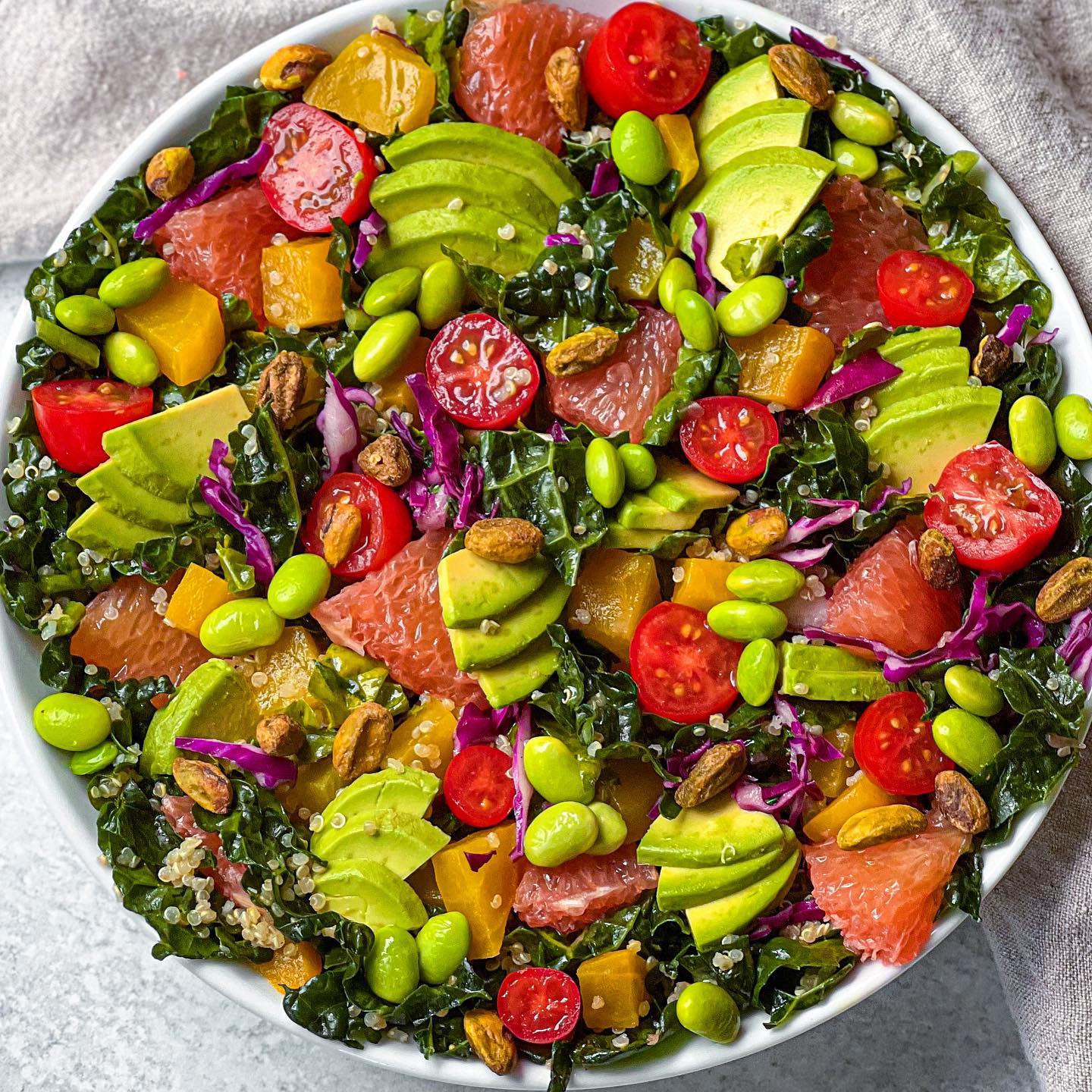 Summer Kale Quinoa Salad with Tahini Lime Dressing