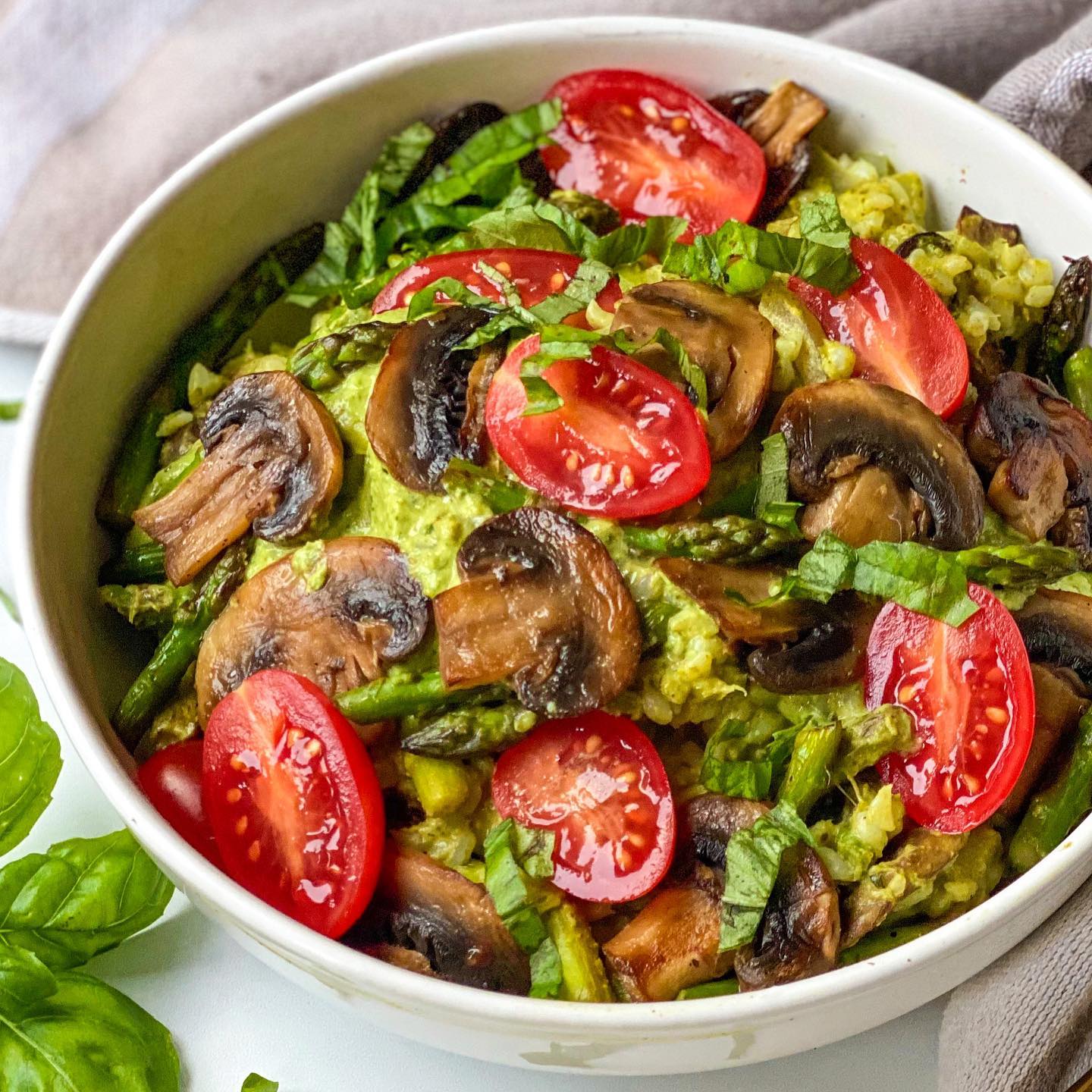 Pesto Fried Rice with Sautéed Veggies